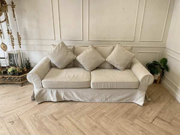 2-seat sofa, fabric cushion, cream color