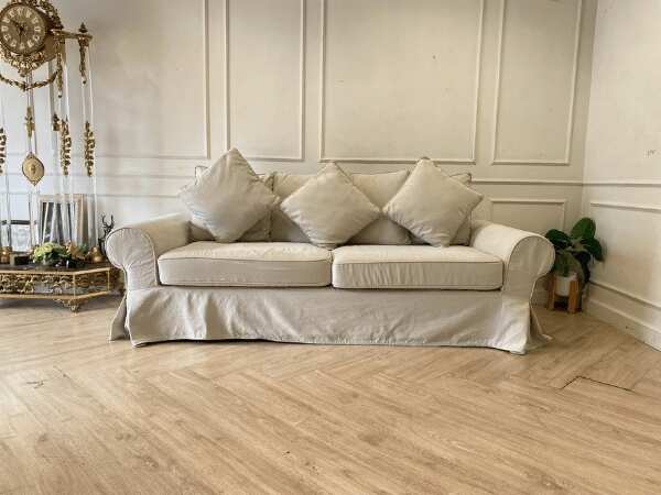 2-seat sofa, fabric cushion, cream color