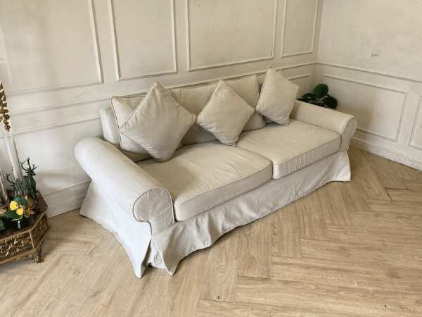 2-seat sofa, fabric cushion, cream color
