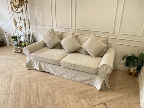 2-seat sofa, fabric cushion, cream color