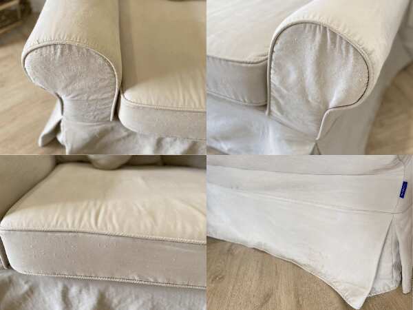 2-seat sofa, fabric cushion, cream color