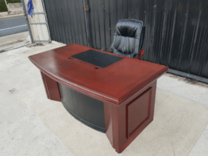 Executive desk set, wooden frame with chair