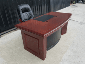 Executive desk set, wooden frame with chair