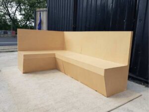 2 piece L shaped corner bench with high backrest