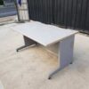 Work desk, steel legs, wooden top, grey, 140 cm