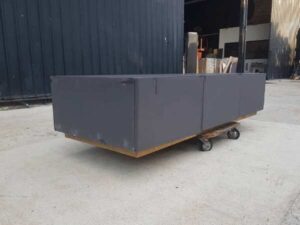 3-door wooden cabinet, grey