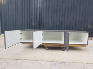3-door wooden cabinet, grey