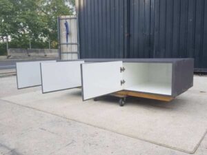 3-door wooden cabinet, grey