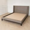 SB Furniture 6-Foot Modern Bed with Taupe Upholstered Wingback Headboard