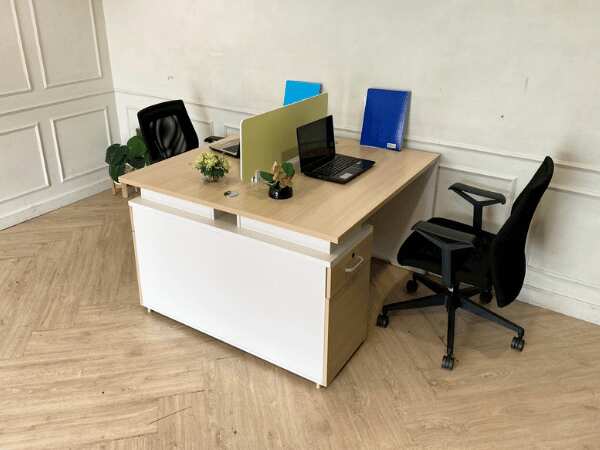 2-seat work desk with document cabinet, Work Station brand