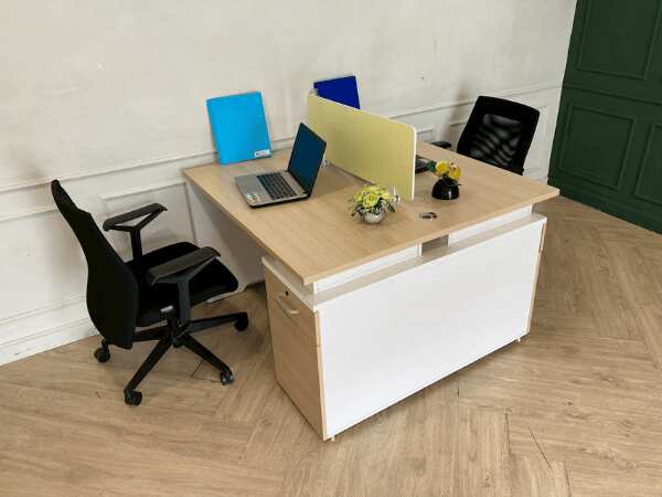 2-seat work desk with document cabinet, Work Station brand