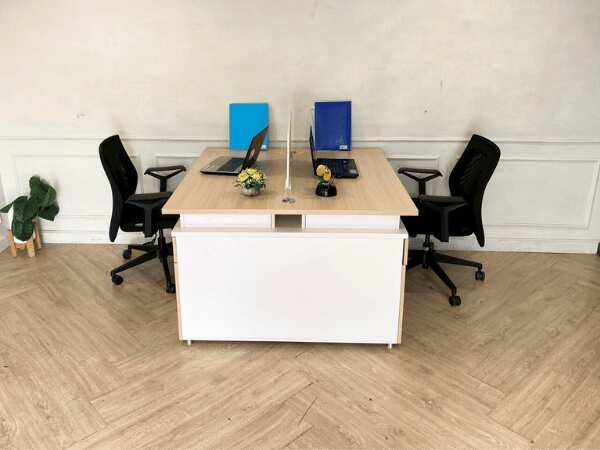 2-seat work desk with document cabinet, Work Station brand
