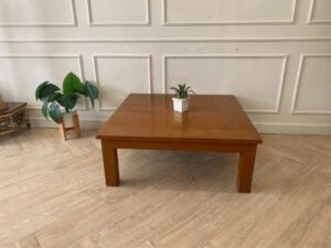 Square wooden center table, 90 cm.