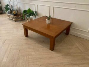 Square wooden center table, 90 cm.