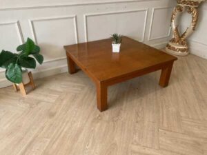 Square wooden center table, 90 cm.