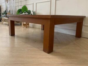 Square wooden center table, 90 cm.
