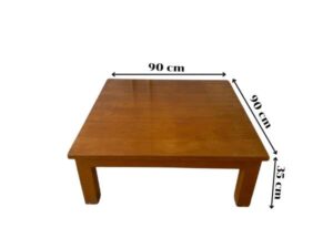 Square wooden center table, 90 cm.