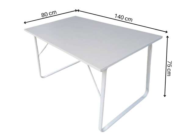 Work desk, steel legs, white, 140 cm