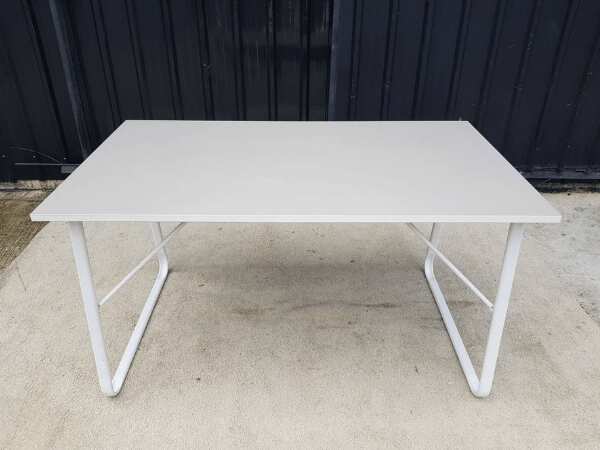 Work desk, steel legs, white, 140 cm
