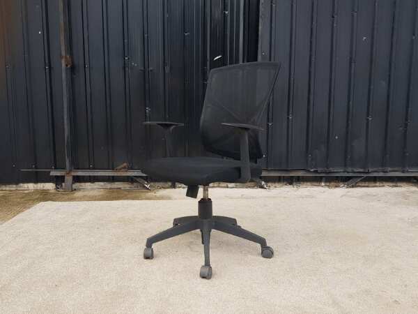 Office chair, fabric cushion, mesh backrest, black