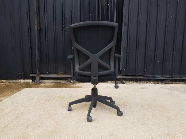 Office chair, fabric cushion, mesh backrest, black