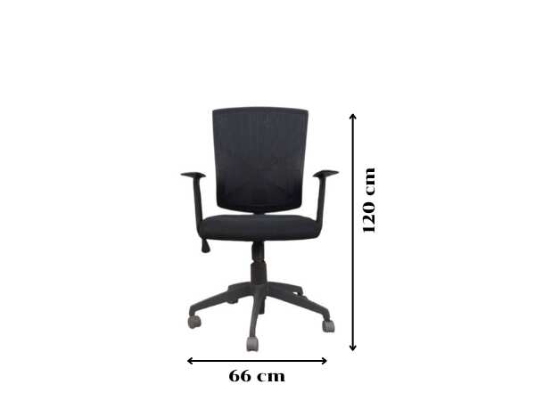 Office chair, fabric cushion, mesh backrest, black