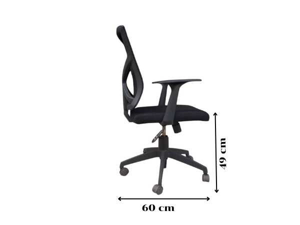 Office chair, fabric cushion, mesh backrest, black