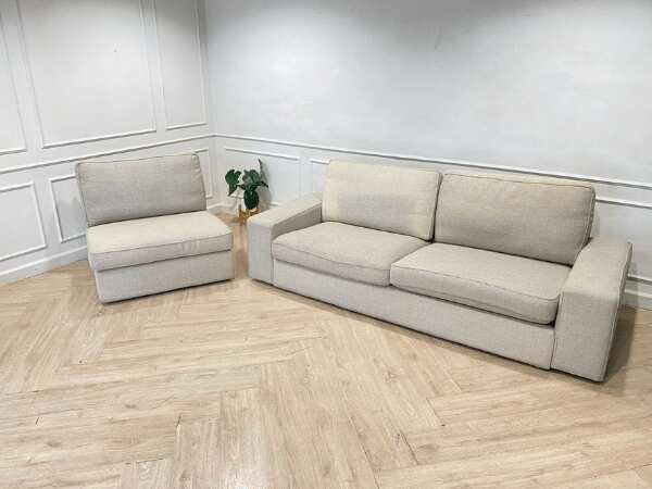 2 + 1 seat sofa, fabric cushion, grey
