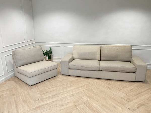 2 + 1 seat sofa, fabric cushion, grey