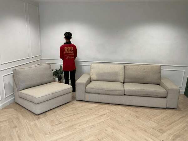 2 + 1 seat sofa, fabric cushion, grey