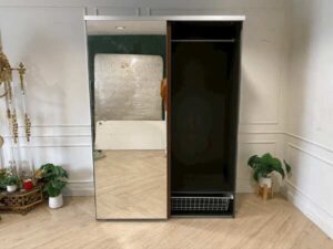 2 sliding door wardrobe, mirror top, black