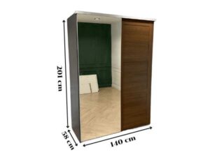2 sliding door wardrobe, mirror top, black