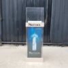 Tall blue glass display cabinet