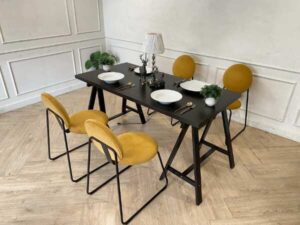 Black rectangular wooden table