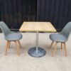 Wooden table, steel legs, 75x75 cm
