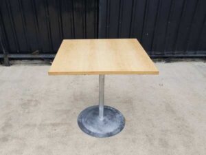 Wooden table, steel legs, 75x75 cm