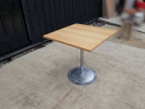 Wooden table, steel legs, 75x75 cm