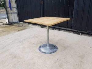 Wooden table, steel legs, 75x75 cm
