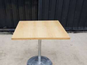 Wooden table, steel legs, 75x75 cm