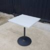 Dining table, steel legs, wooden top, white