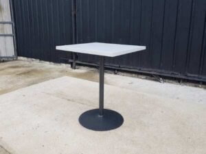 Dining table, steel legs, wooden top, white