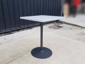 Dining table, steel legs, wooden top, white