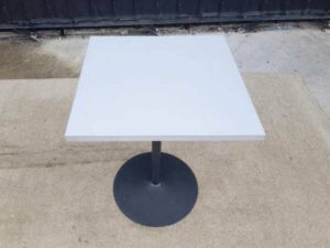 Dining table, steel legs, wooden top, white