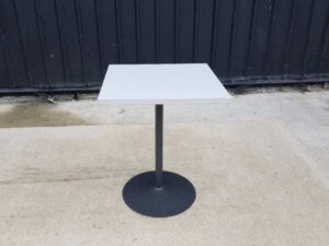 Dining table, steel legs, wooden top, white