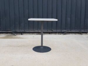 Dining table, steel legs, wooden top, white
