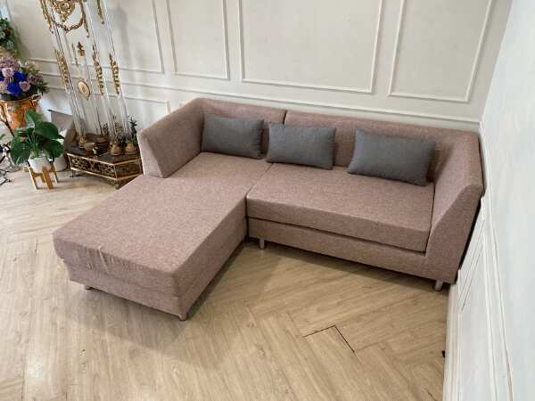 2-seat right-hand corner L-shaped sofa, brown fabric cushion *New, never used