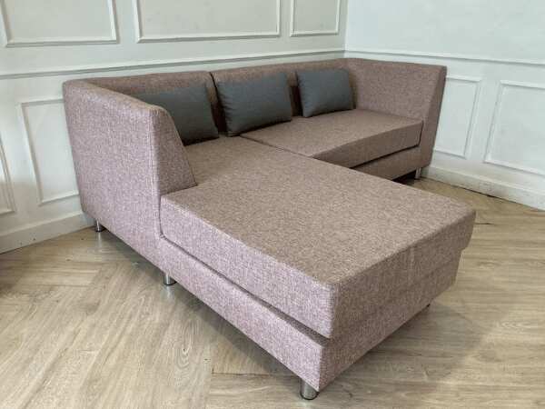 2-seat right-hand corner L-shaped sofa, brown fabric cushion *New, never used