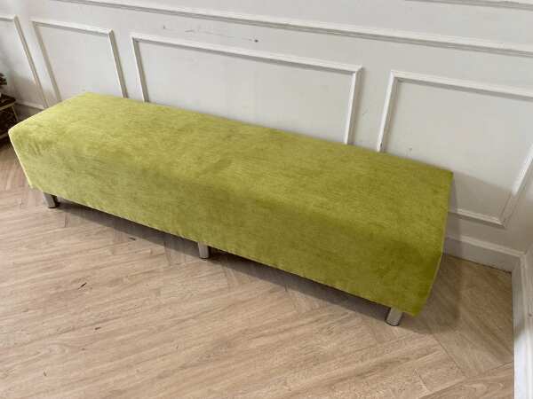 Long stool, fabric cushion, green *New, never used