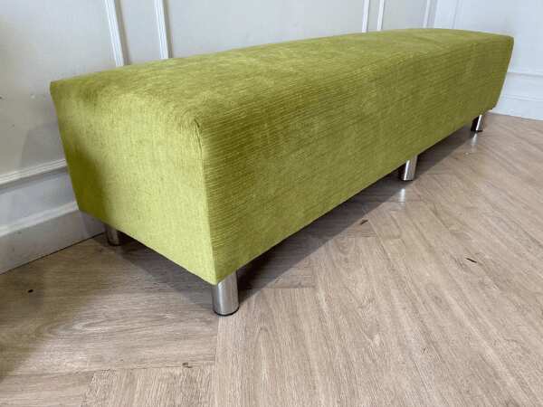 Long stool, fabric cushion, green *New, never used