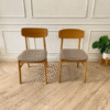 Gray wooden chair with fabric cushion, modern style